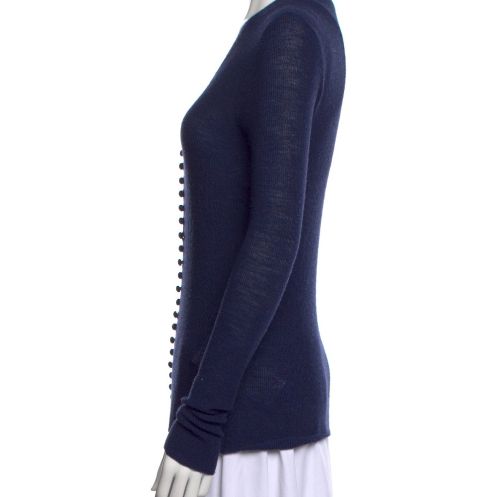 The Row Blue Ribbed Knit Cardigan - Picture 2 of 6